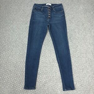 KanCan Jeans Womens 5/26 Blue High Rise Button Fly Skinny Stretch Capsule Casual